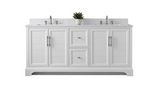 Vanity Art VA5072-DW White 72 Inch Double Sink Bathroom Vanity with Engineered Marble Top & Backsplash