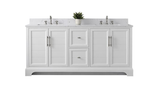 Vanity Art White 72 Inch Double Sink Bathroom Vanity with Engineered Marble Top & Backsplash - VA5072-DW