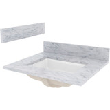 Foremost MXWVT2522-CWR Monterrey 25" Flat White Vanity With Carrara White Marble Counter Top With White Sink