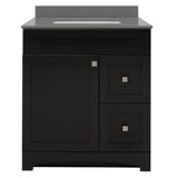Foremost MXBVT3122-QGG Monterrey 31" Black Coffee Vanity with Galaxy Gray Quartz Counter Top With White Sink