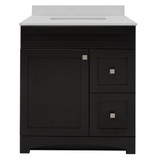 Foremost MXBVT3122-QIW Monterrey 31" Black Coffee Vanity with Iced White Quartz Counter Top With White Sink