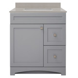 Foremost MXGVT3122-QGS Monterrey 31" Cool Grey Vanity with Galaxy Sand Quartz Sink Counter Top With White Sink