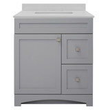 Foremost MXGVT3122-QIW Monterrey 31" Cool Grey Vanity with Iced White Quartz Counter Top With White Sink