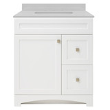 Foremost MXWVT3122-QIW Monterrey 31" Flat Wh Vanity with Iced White Quartz Counter Top With White Sink