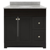 Foremost MXBVT3722-RG Monterrey 37" Black Coffee Vanity With Rushmore Grey Granite Counter Top With White Sink