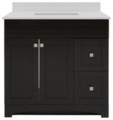 Foremost MXBVT3722-QSW Monterrey 37" Black Coffee Vanity with Snow White Quartz Counter Top With White Sink