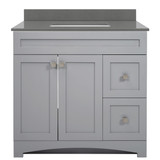 Foremost MXGVT3722-QGG Monterrey 37" Cool Grey Vanity with Galaxy Gray Quartz Counter Top With White Sink