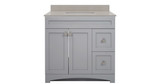 Foremost MXGVT3722-QGS Monterrey 37" Cool Grey Vanity with Galaxy Sand Quartz Sink Counter Top With White Sink