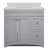 Foremost MXGVT3722-QSW Monterrey 37" Cool Grey Vanity with Snow White Quartz Counter Top With White Sink