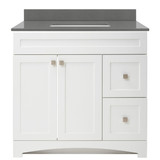 Foremost MXWVT3722-QGG Monterrey 37" Flat Wh Vanitywith Galaxy Gray Quartz Counter Top With White Sink