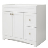 Foremost MXWVT3722-QIW Monterrey 37" Flat Wh Vanity with Iced White Quartz Counter Top With White Sink