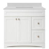 Foremost MXWVT3722-QSW Monterrey 37" Flat Wh Vanity With Snow White Quartz Counter Top With White Sink