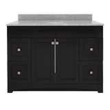 Foremost MXBVT4922-RG Monterrey 49" Black Coffee Vanity With Rushmore Grey Granite Counter Top With White Sink