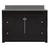 Foremost MXBVT4922-QGG Monterrey 49" Black Coffee Vanity With Galaxy Gray Quartz Counter Top With White Sink