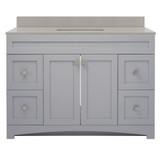 Foremost MXGVT4922-QGS Monterrey 49" Cool Grey Vanity With Galaxy Sand Quartz Sink Counter Top With White Sink
