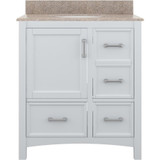 Foremost EHWVT3122D-MB Everleigh 31" White Vanity With Mohave Beige GraniteCounter Top With White Sink