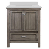 Foremost BAGVT3122D-QSW Brantley 31" Distressed Grey Vanity With Snow White Quartz Counter Top With White Sink