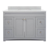 Foremost MXWVT4922-BGR Monterrey 49" Flat White Vanity With Black Galaxy Granite Counter Top With White Sink