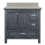 Foremost BABVT3722D-QGS Brantley 37" Harbor Blue Vanity With Galaxy Sand Quartz Sink Counter Top With White Sink