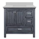 Foremost BABVT3722D-QIW Brantley 37" Harbor Blue Vanity With Iced White Quartz Counter Top With White Sink