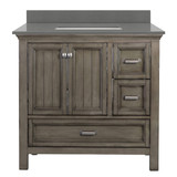 Foremost BAGVT3722D-QGG Brantley 37" Distressed Grey Vanity With Galaxy Gray Quartz Counter Top With White Sink