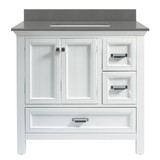Foremost BAWVT3722D-QGG Brantley 37" Wh Vanity With Combo Galaxy Gray Quartz Counter Top With White Sink