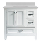 Foremost BAWVT3722D-QIW Brantley 37" Wh Vanity With Combo Iced White Quartz Counter Top With White Sink