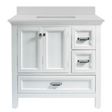 Foremost BAWVT3722D-QSW Brantley 37" Wh Vanity With Combo Snow White Quartz Counter Top With White Sink