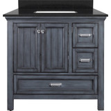Foremost BABVT3722D-BGR Brantley 37" Harbor Blue Vanity With Black Galaxy Granite Counter Top With White Sink