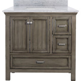 Foremost BAGVT3722D-CWR Brantley 37" Distressed Grey Vanity With Carrara White Marble Counter Top With White Sink