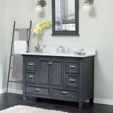 Foremost BABVT4922D-QSW Brantley 49" Harbor Blue Vanity With Snow White Quartz Counter Top With White Sink
