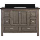 Foremost BAGVT4922D-BGR Brantley 49" Distressed Grey Vanity With Black Galaxy Granite Counter Top With White Sink
