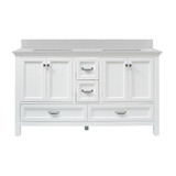 Foremost BAWVT6122D-QIW Brantley 61" White Vanity With Combo Iced White Quartz Counter Top With White Sink