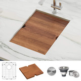 Ruvati 13 inch Workstation Bar Prep Sink with Cover Undermount 16 Gauge Stainless Steel Single Bowl - RVH8316