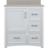 Foremost Everleigh 37" White Vanity Cabinet with Galaxy Sand Quartz Sink Top