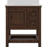 Foremost  SXMVT3122D-QIW Shay 31" Rustic Mango Vanity Cabinet with Iced White Quartz Sink Top