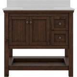 Foremost  SXMVT3722D-QIW Shay 37" Rustic Mango Vanity Cabinet with Iced White Quartz Sink Top