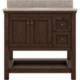 Foremost  SXMVT3722D-MB Shay 37" Rustic Mango Vanity Cabinet with Mohave Beige Granite Sink Top