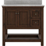 Foremost  SXMVT3722D-RG Shay 37" Rustic Mango Vanity Cabinet with Rushmore Grey Granite Sink Top