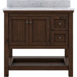 Foremost  SXMVT3722D-CWR Shay 37" Rustic Mango Vanity Cabinet with Carrara White Marble Sink Top