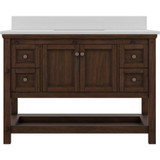 Foremost  SXMVT4922D-QSW Shay 49" Rustic Mango Vanity Cabinet with Snow White Quartz Sink Top