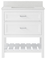 Foremost  LSWVT3122D-QIW Lawson 31" White Vanity Cabinet with Iced White Quartz Sink Top