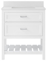 Foremost  LSWVT3122D-QSW Lawson 31" White Vanity Cabinet with Snow White Quartz Sink Top