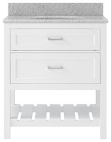 Foremost  LSWVT3122D-RG Lawson 31" White Vanity Cabinet with Rushmore Grey Granite Sink Top