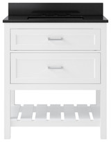 Foremost  LSWVT3122D-BGR Lawson 31" White Vanity Cabinet with Black Galaxy Granite Sink Top