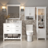 Foremost  LSWVT3722D-QSW Lawson 37" White Vanity Cabinet with Snow White Quartz Sink Top