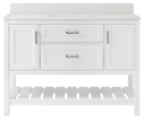 Foremost  LSWVT4922D-QIW Lawson 49" White Vanity Cabinet with Iced White Quartz Sink Top