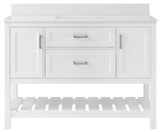 Foremost  LSWVT4922D-QSW Lawson 49" White Vanity Cabinet with Snow White Quartz Sink Top
