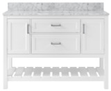 Foremost  LSWVT4922D-CWR Lawson 49" White Vanity Cabinet with Carrara White Marble Sink Top
