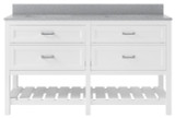 Foremost  LSWVT6122D-QGG Lawson 61" White Vanity Cabinet with Galaxy Gray Quartz Sink Top